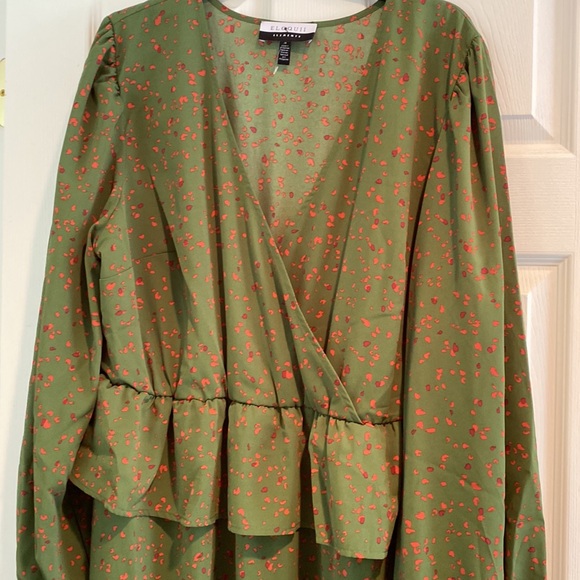 Eloquii Elements green patterned peplum dress Sz 18 new - Picture 5 of 6
